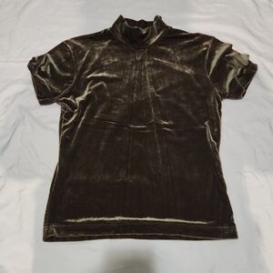 Lauren Brooke Women's large green velvet blouse #D20